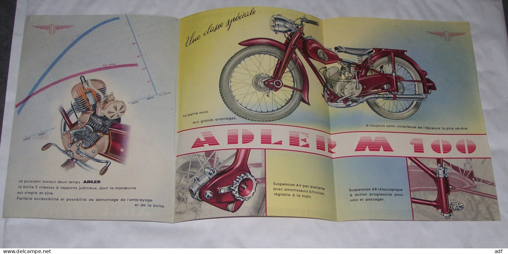 DEPLIANT PUB PUBLICITAIRE MOTO MOTOCYCLETTE ADLER M 100, IMPERIA - Motos