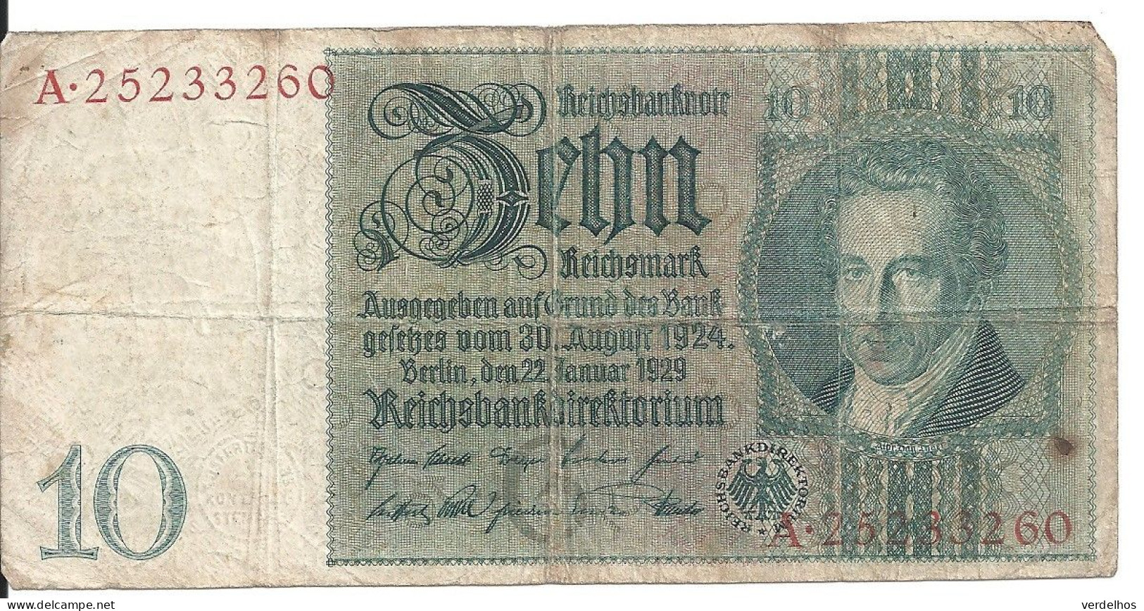 ALLEMAGNE 10 REICHMARK 1929 VF P 180 - 10 Mark