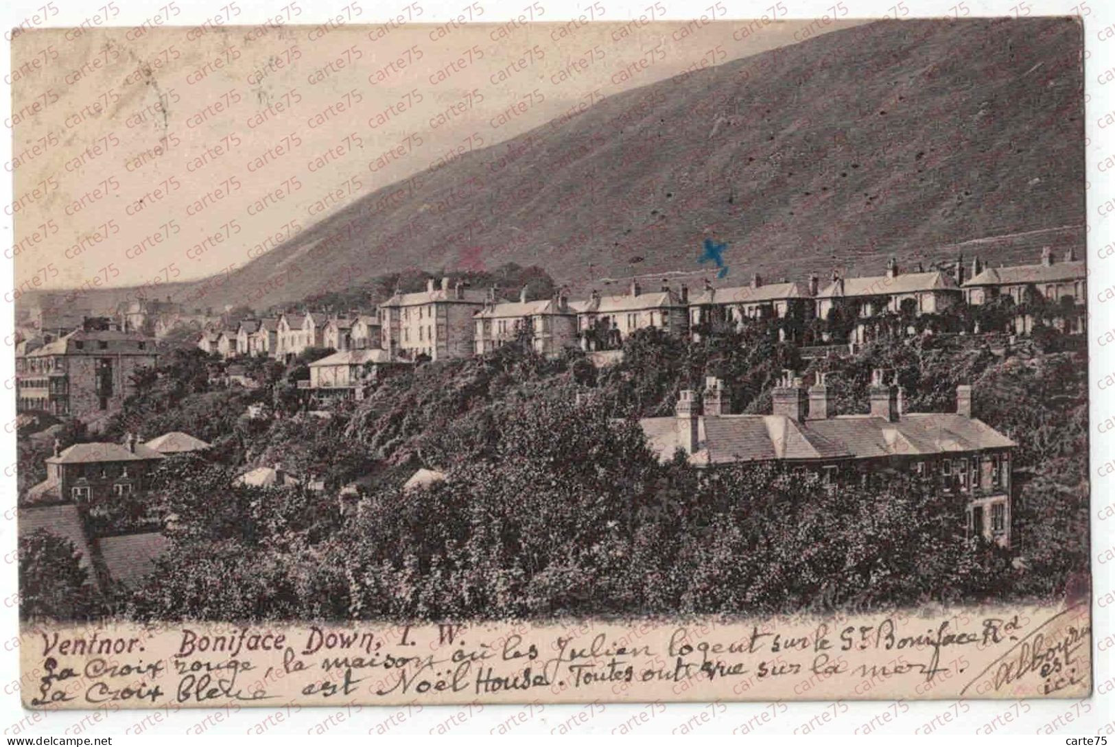 Postmarked 8 VI 1907 Sent To Paris CPA Ventnor Boniface Down Isle Of Wight United Kingdom Royaume Uni - Ventnor