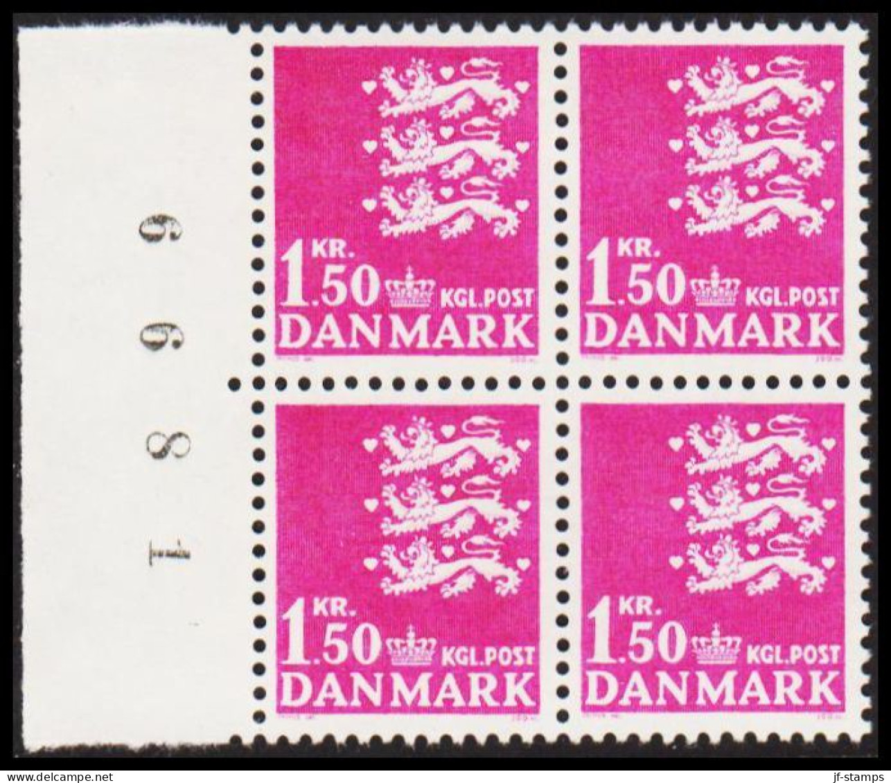 1962. DANMARK. 1,50 Lions In Never Hinged Block Of 4. Normal Paper. (Michel 402x) - JF540720 - Covers & Documents