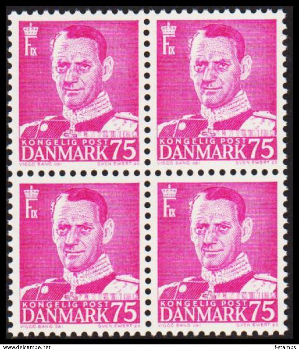 1950. DANMARK. Frederik IX 75 øre In Never Hinged 4-block.  (Michel 318) - JF540731 - Lettres & Documents