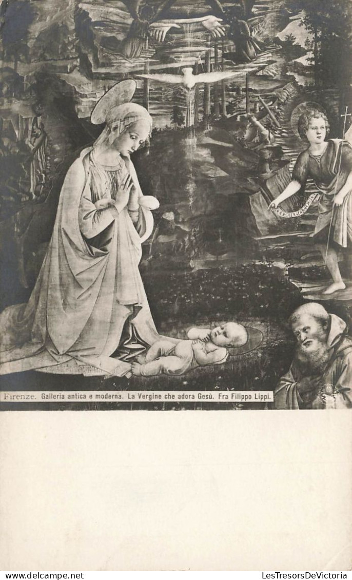 ARTS - Tableau - Firenze - Galleria Antica - La Vergine Che Adora Gesù - Fra Filippo Lippi - Carte Postale Ancienne - Malerei & Gemälde