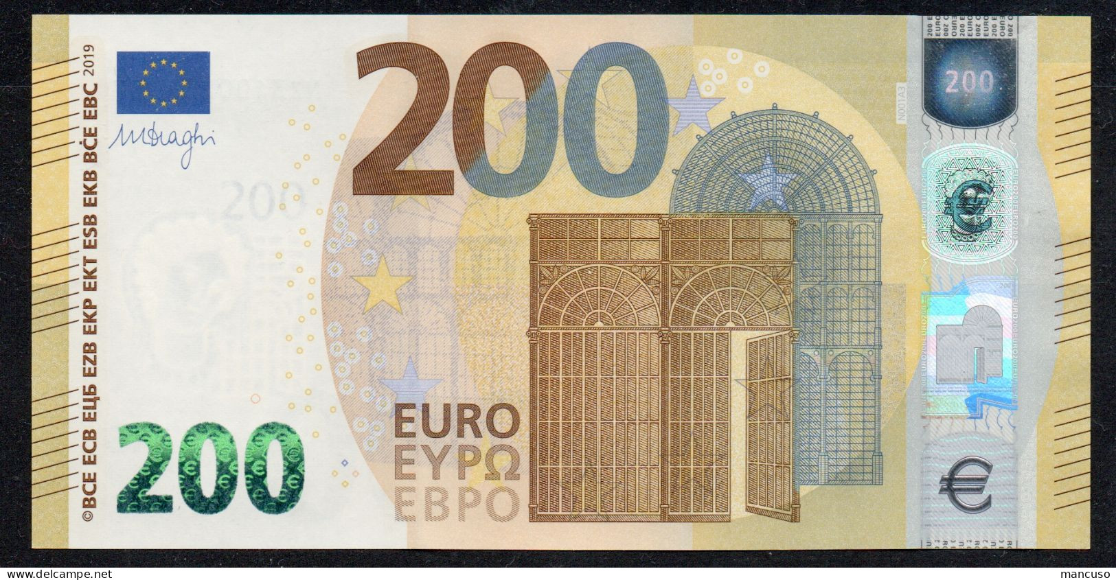€ 200  AUSTRIA  NZ (Testnote)  N001  DRAGHI  UNC - 200 Euro