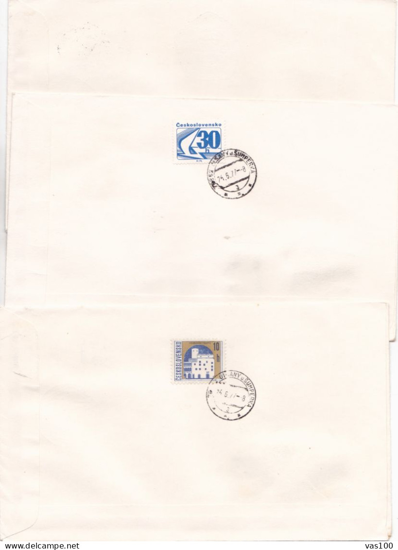 PORTELAIN  3 COVERS FDC  CIRCULATED 1977 Tchécoslovaquie - Storia Postale