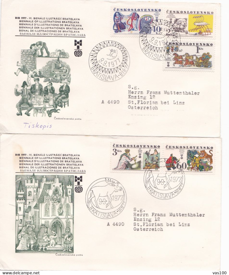 I PLAY CHILDREN  2 COVERS FDC  CIRCULATED 1977 Tchécoslovaquie - Lettres & Documents