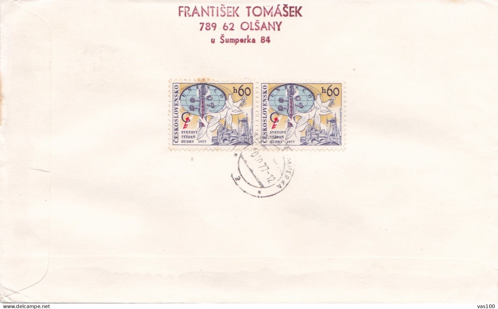 UNESCO   COVERS FDC  CIRCULATED 1977 Tchécoslovaquie - Briefe U. Dokumente