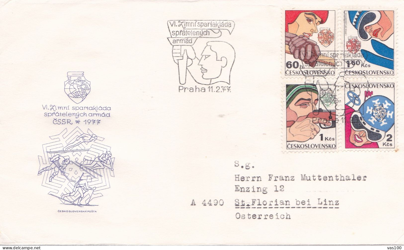 SPARTAKIADA COVERS FDC  CIRCULATED 1977 Tchécoslovaquie - Storia Postale