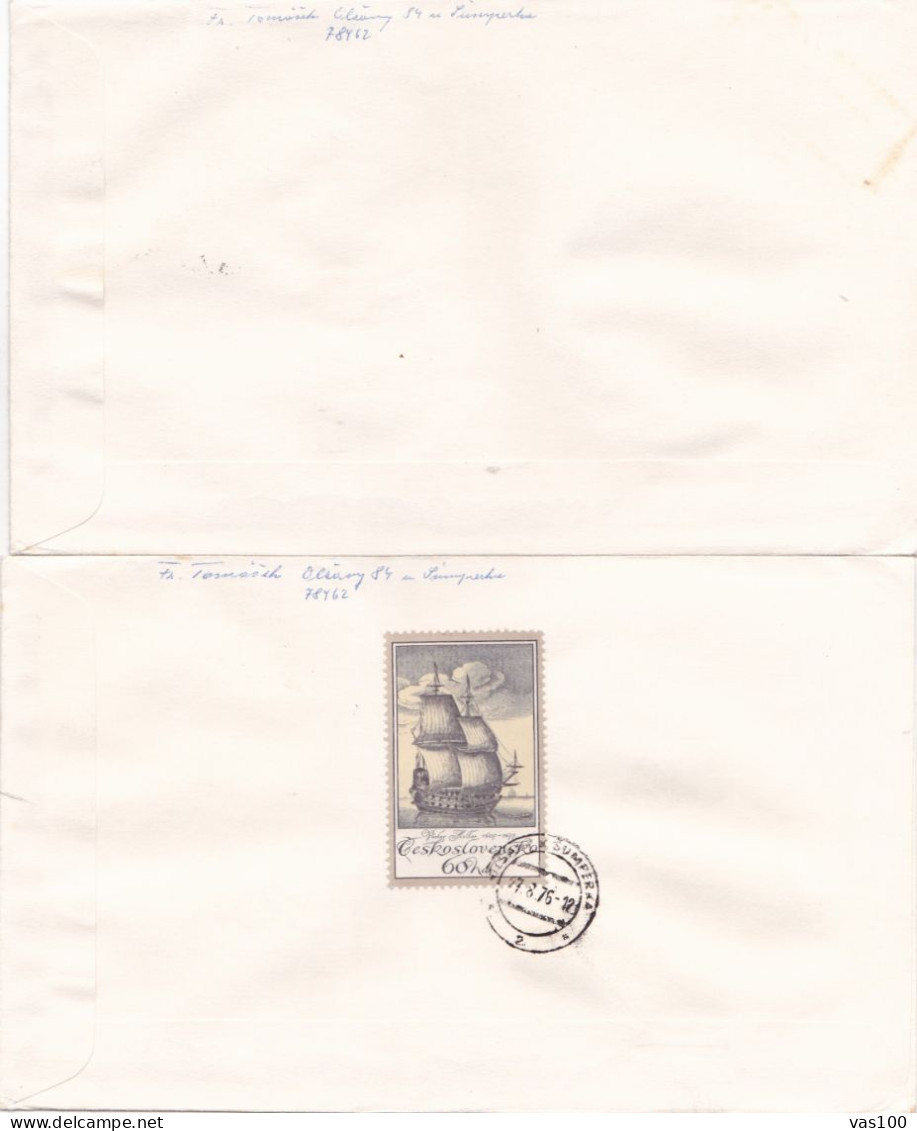 PAITING SHIPS 2  COVERS FDC  CIRCULATED 1976 Tchécoslovaquie - Lettres & Documents