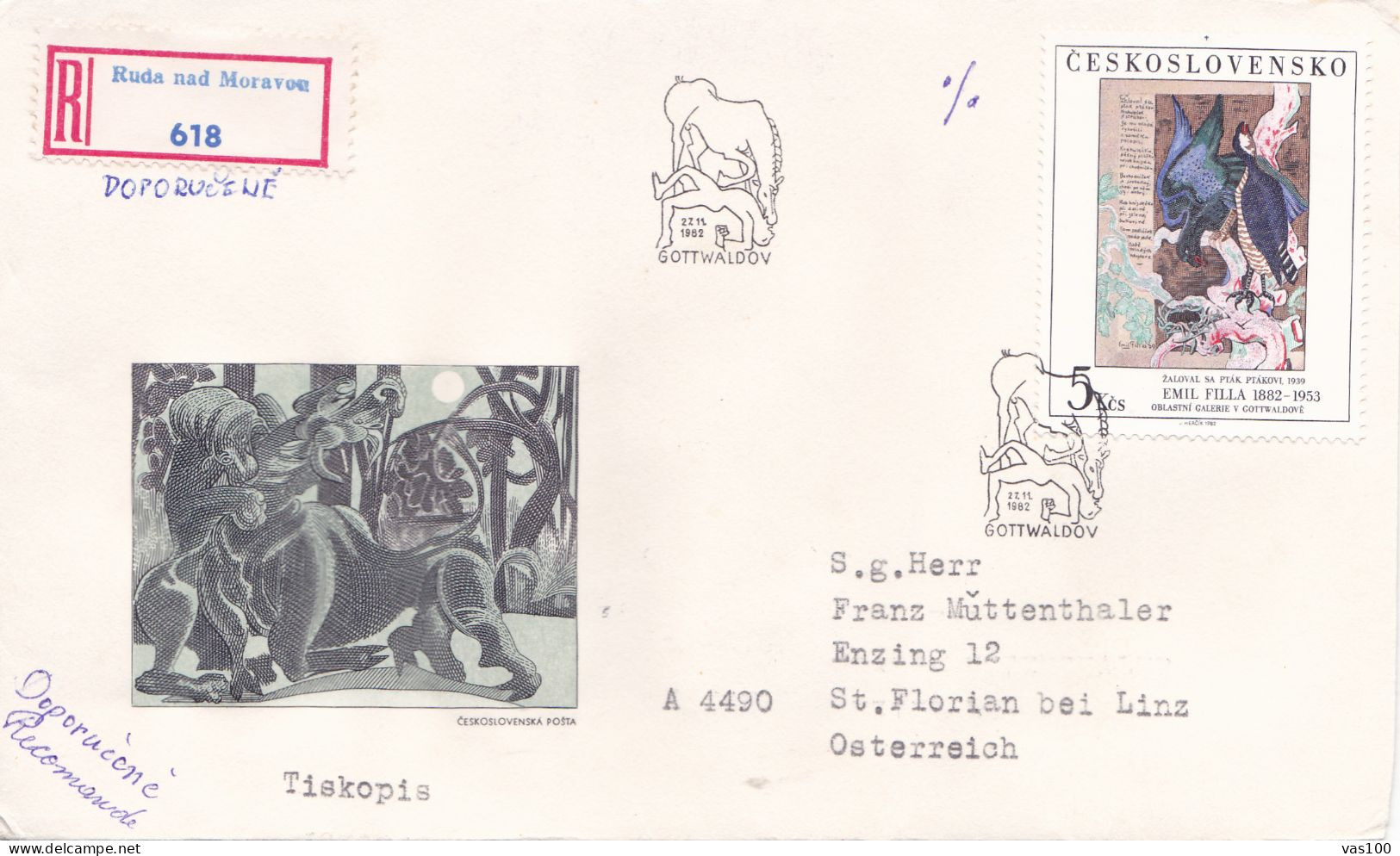 PAINTING COVERS FDC  CIRCULATED 1982 Tchécoslovaquie - Briefe U. Dokumente