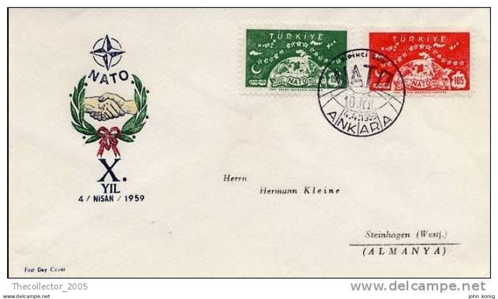 FDC-FIRST DAY COVER - TURCHIA - TURKEY - NATO - 1959 - FDC