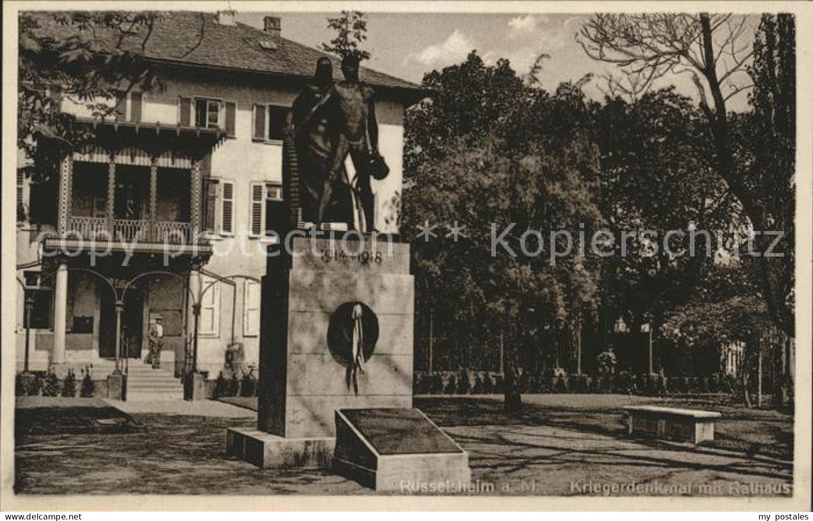 41582322 Ruesselsheim Main Kriegerdenkmal Mit Rathaus Ruesselsheim - Rüsselsheim
