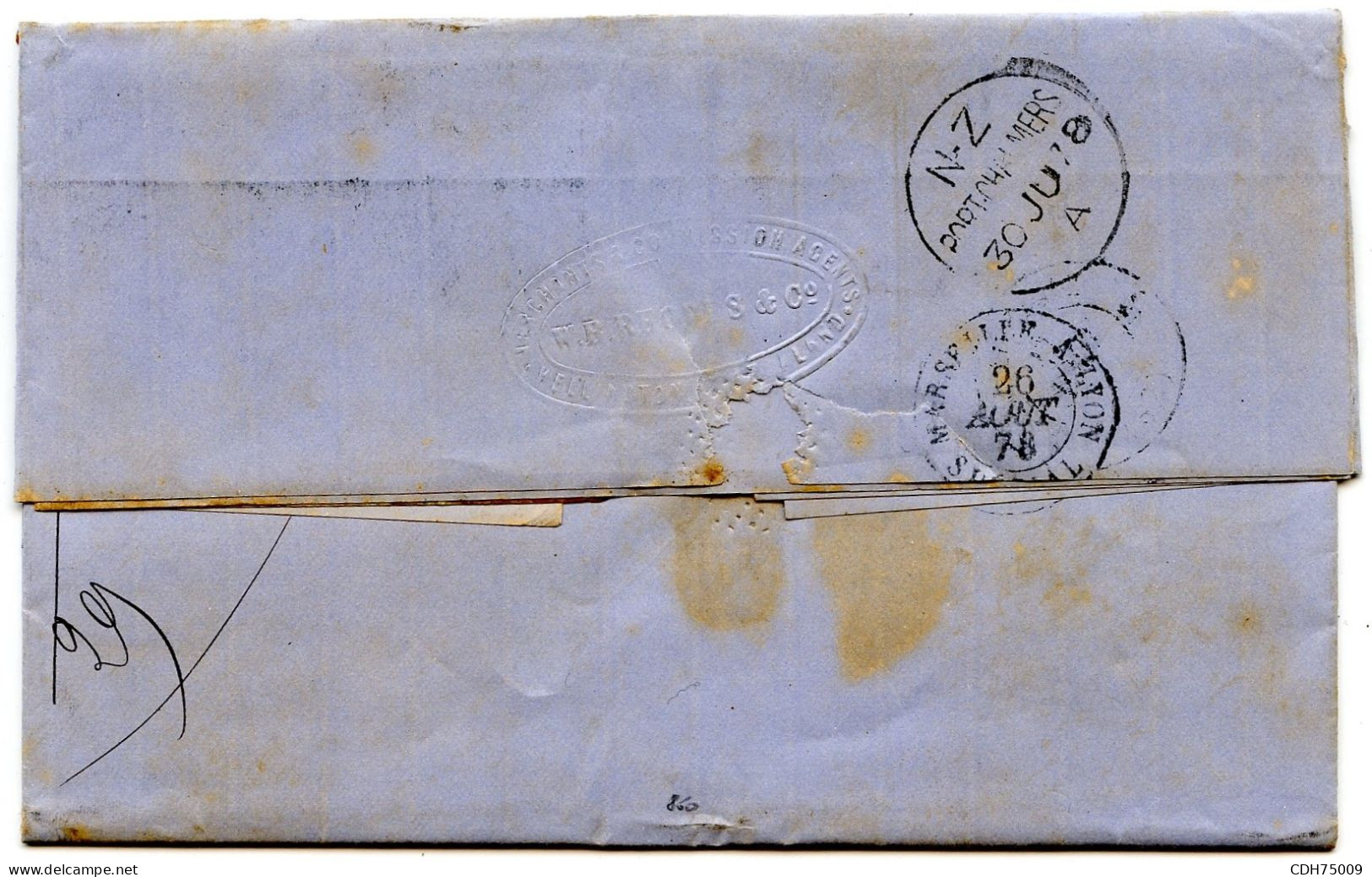 NOUVELLE ZELANDE - LETTRE DE WELLINGTON POUR PARIS, 1878 - Briefe U. Dokumente
