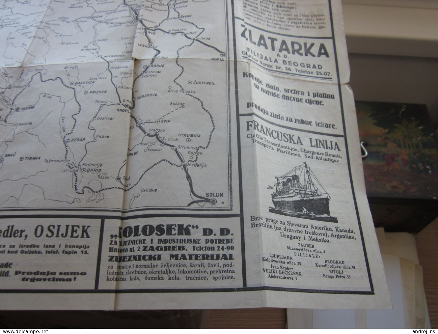 Sematska karta zelejznicke mreze Kraljevine SHS Automobilski saobracaj Schematic map of the railway network of the Kingd