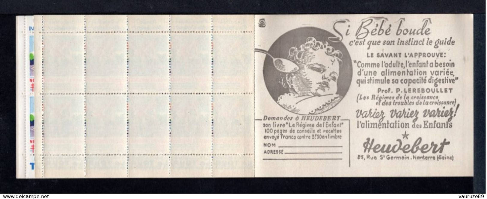 Carnet De 1938  - Tuberculose - Antituberculeux - 38E-SI-12 FLY TOX-HEUDEBERT-TRETRA-LA TOUR. - Blocks & Sheetlets & Booklets