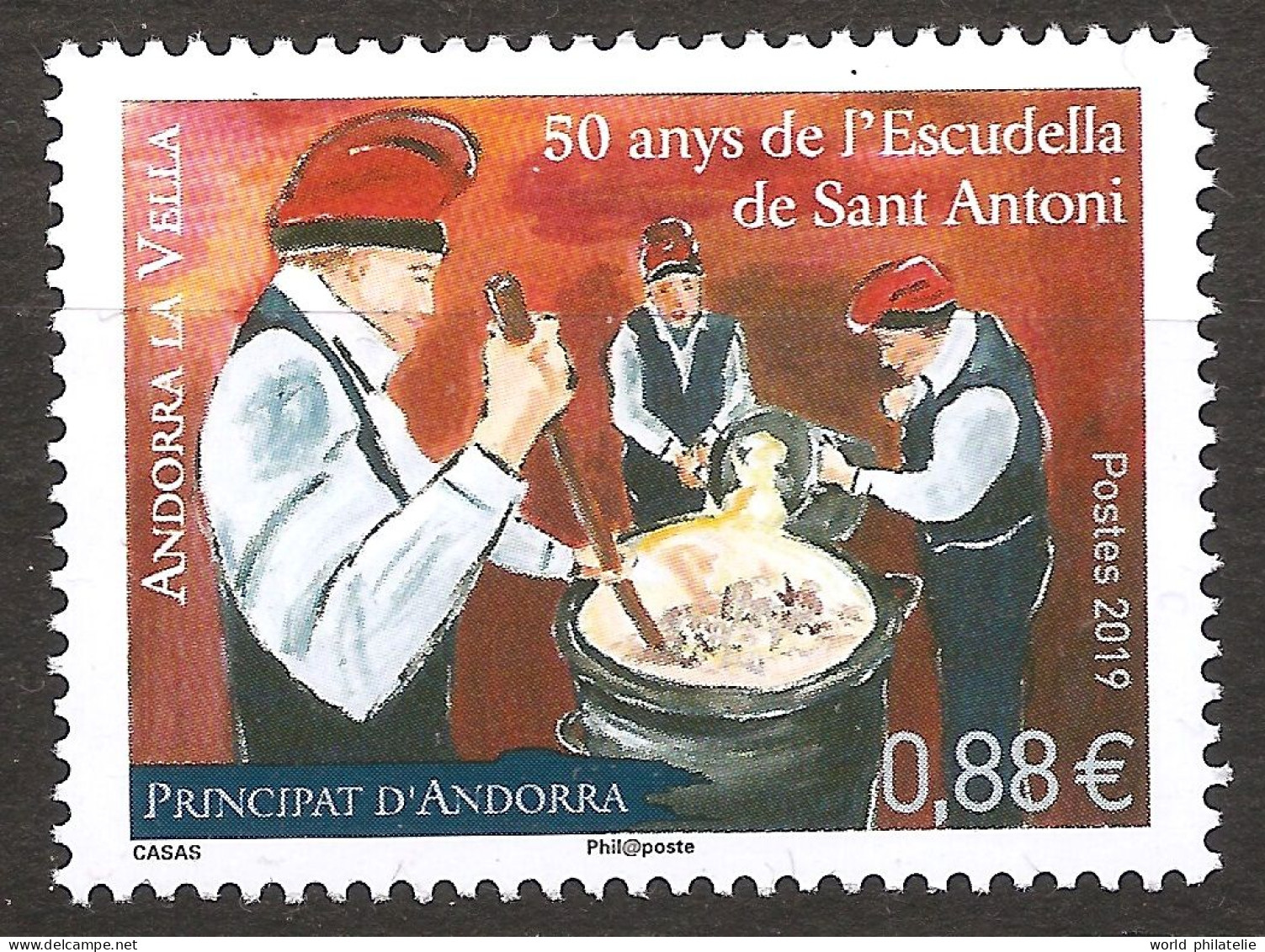 Andorre Français 2019 N° 826 ** Gastronomie, Chaudron, Bonnet De Nain, Sant Antoni, Escudella, Viande Persil Chou Ragoût - Neufs