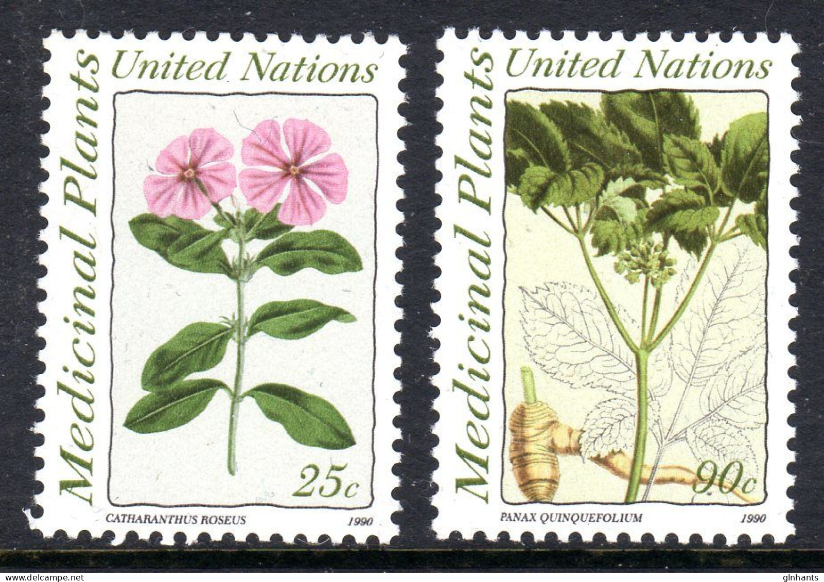 UNITED NATIONS NEW YORK - 1990 MEDICINAL PLANTS SET (2V) FINE MNH ** SG 584-585 - Unused Stamps