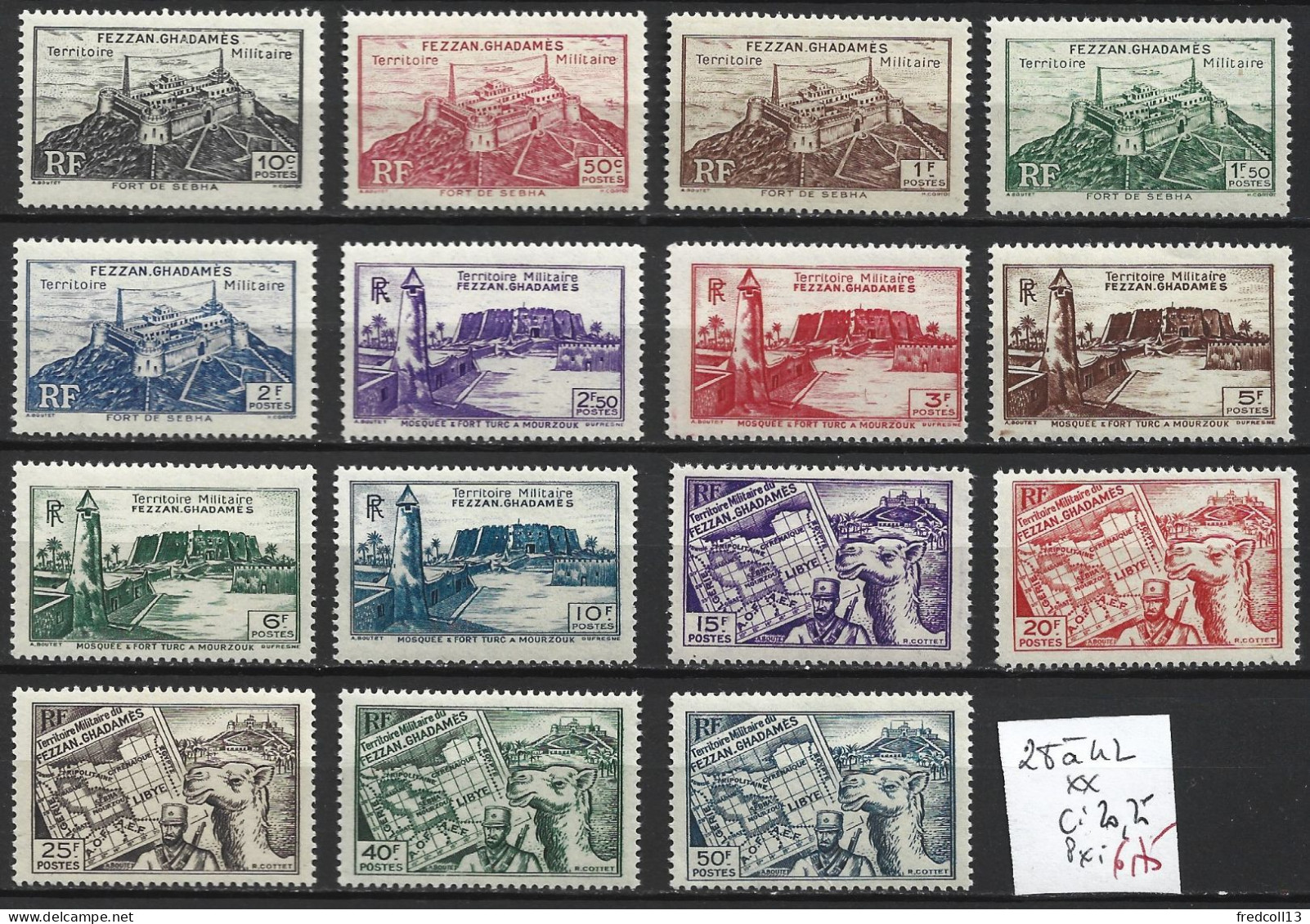 FEZZAN 28 à 42 ** Côte 20.25 € - Unused Stamps