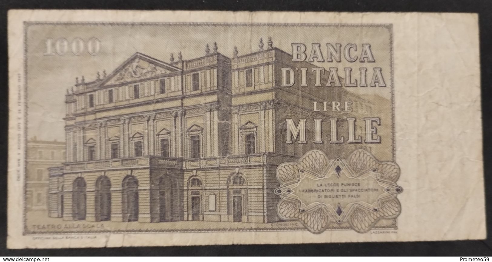 Italia – Billete Banknote De 1.000 Liras – 1975 – Firmas: Carli – Barbarito - 1000 Lire