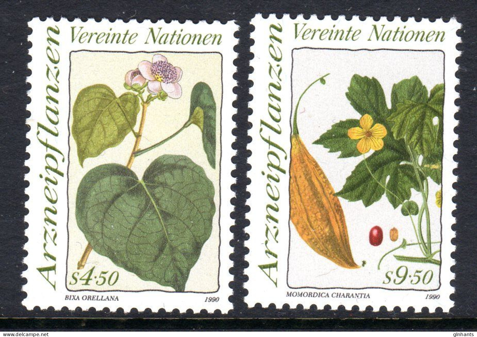 UNITED NATIONS VIENNA - 1990 MEDICINAL PLANTS SET (2V) FINE MNH ** SG V100-V101 - Ungebraucht