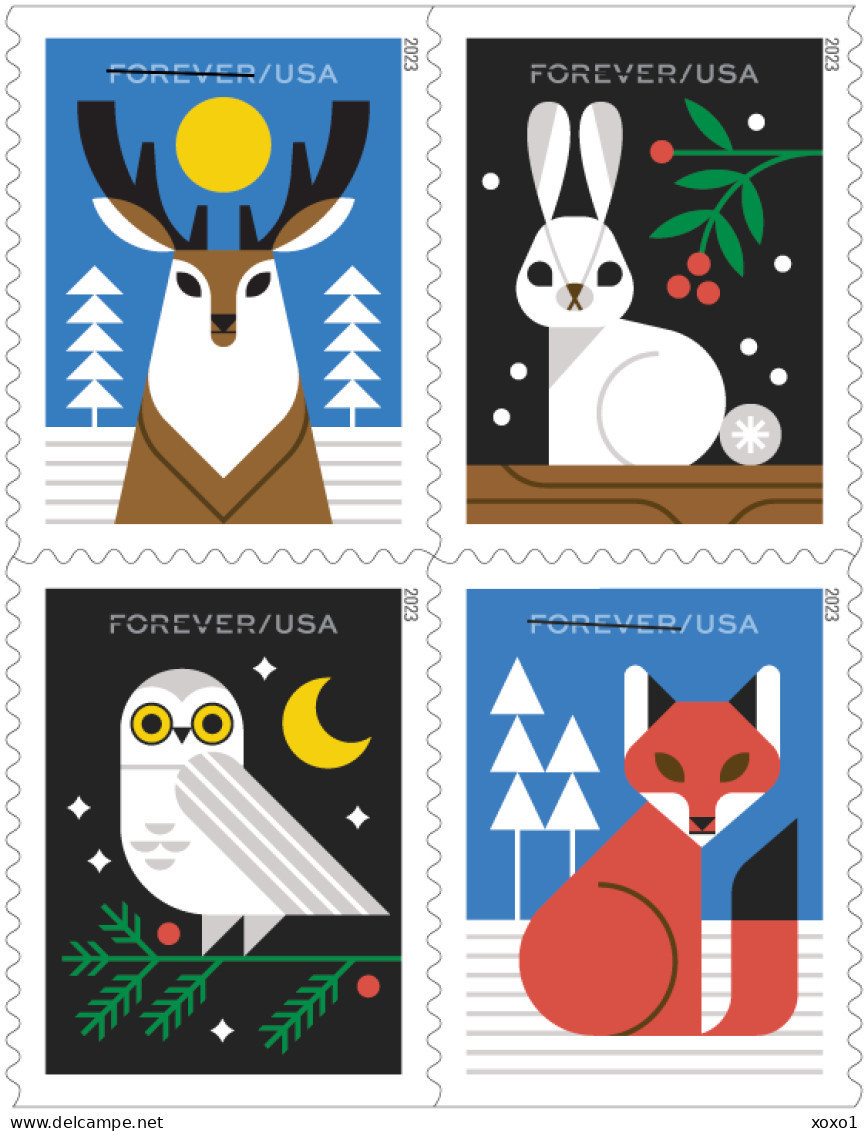 USA 2023 MiNr. XXXXXX Winter Woodland Animals, Birds, Owls, Rabbits 4v MNH **  5.60 € - Unused Stamps