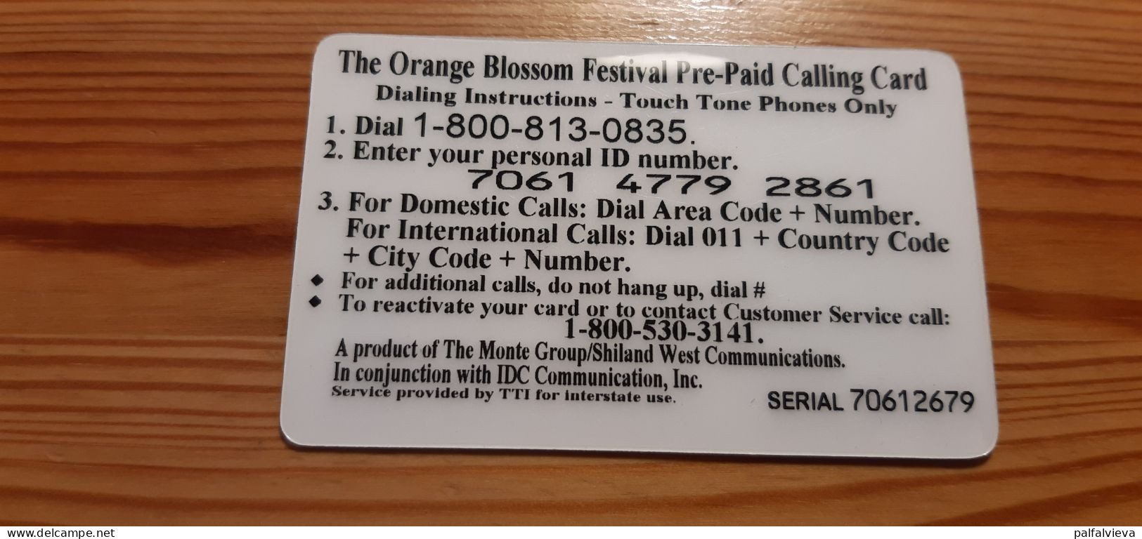 Prepaid Phonecard USA, IDC Communications - Sunkist, Orange Blossom Festival - Sonstige & Ohne Zuordnung