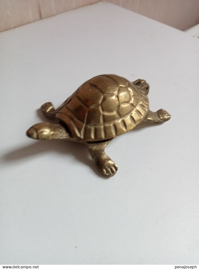 Statuette Tortue En Laiton 10 Cm X 9 Cm - Jugendstil / Art Déco