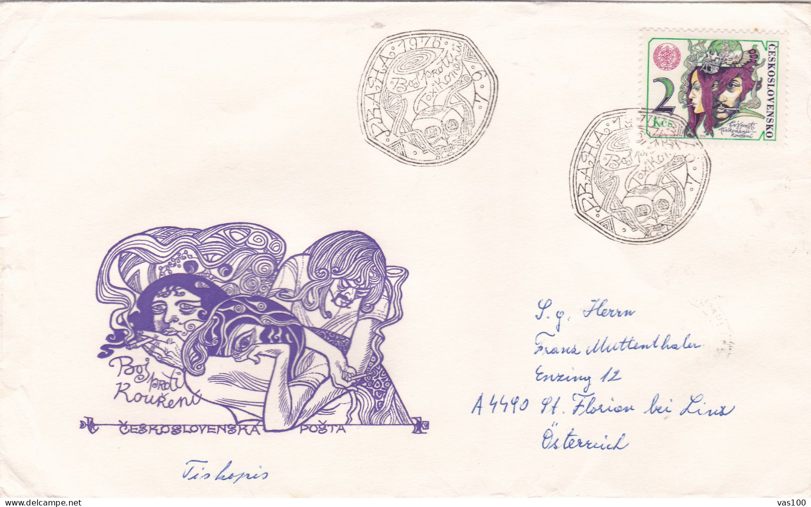 WOMAN'S DAY COVERS  FDC  CIRCULATED 1976 Tchécoslovaquie - Lettres & Documents