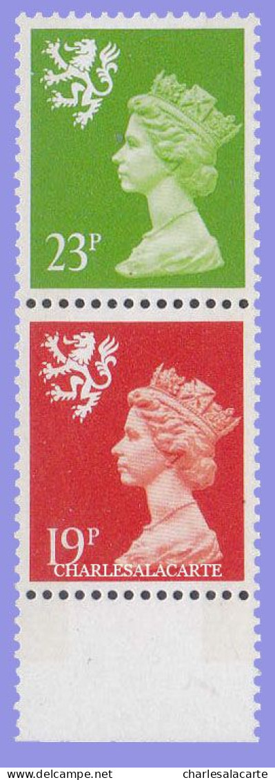 GREAT BRITAIN 1989  SCOTLAND   LITHO QUESTA 23p. GREEN  2B + 19p. 2B  SG S 68 + S 63  U.M. - Scotland