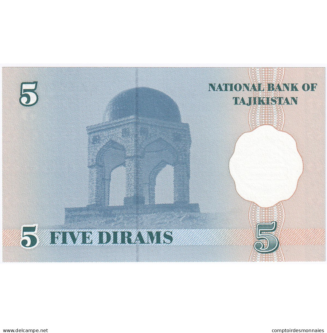 Billet, Tajikistan, 5 Diram, 1999-2000, Undated (1999-2000), KM:11a, NEUF - Tadjikistan