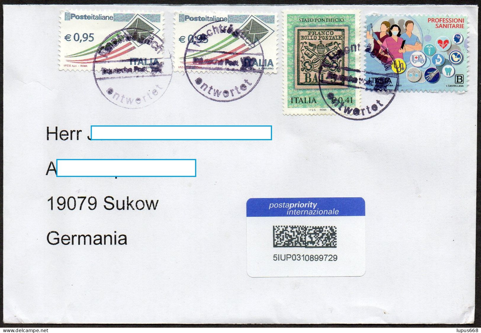 Italien 2022  Brief/ Letter 50g In Die BRD - 2021-...: Poststempel