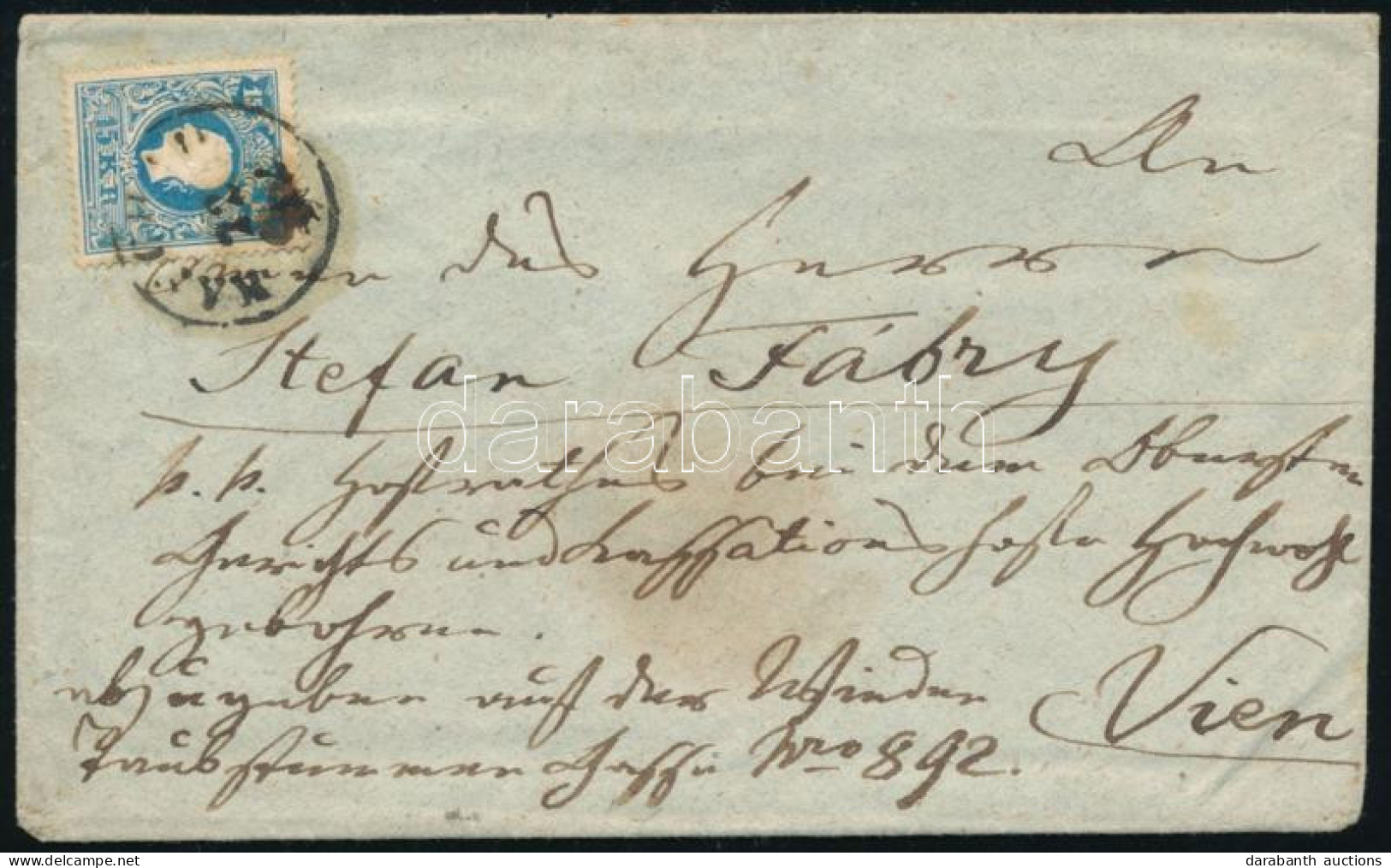 1859 15kr I. Típus Levélen / 15kr Type I. On Cover "KASSA" - Other & Unclassified