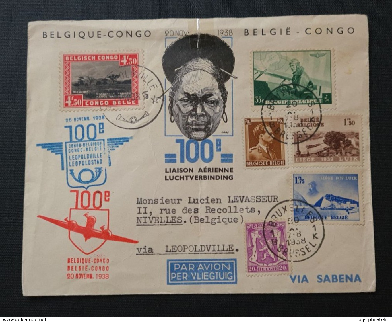 Congo Belge 100e Liaison Aérienne. - Briefe U. Dokumente