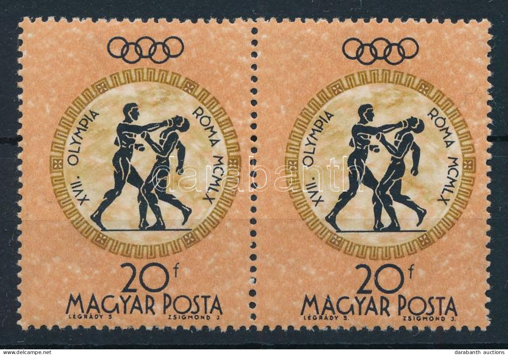 ** 1960 Római Olimpia 20f Elfogazott Pár - Autres & Non Classés