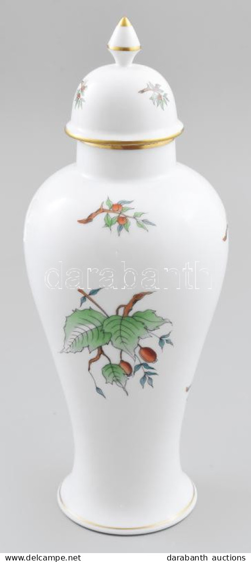 Herendi Csipkebogyó Mintás Fedeles Porcelán Váza. Kézzel Festett, Jelzett, Hibátlan 27 Cm - Autres & Non Classés