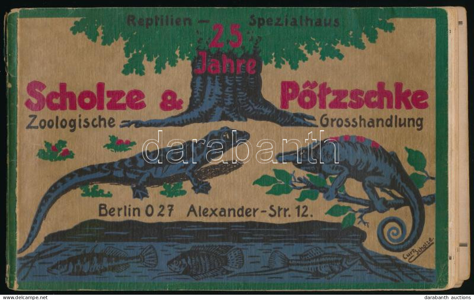 1930 Reptilien-Spezialhaus 25 Jahre, Scholze & Pötzschke Zoologische Grosshandlung, Berlin, Alexander-Str. 12. / Egzotik - Werbung