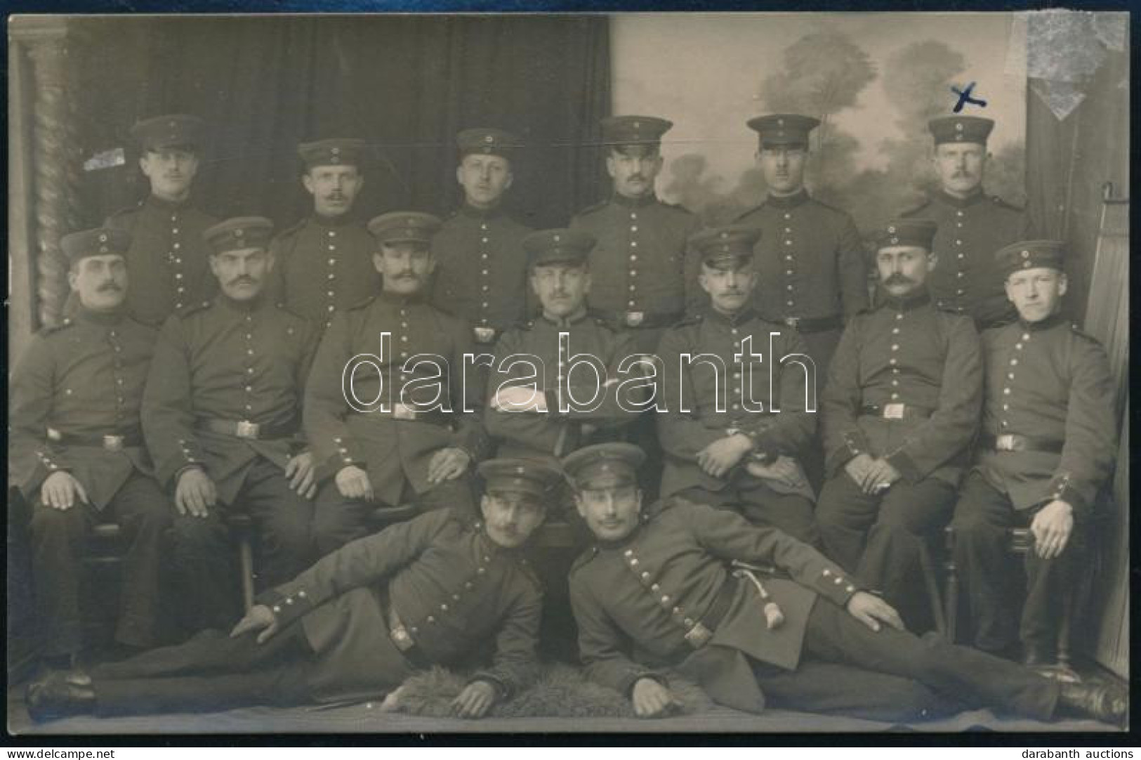 1916 I. Világháborús Német Katonák Ulm Csapatfotó Fotólap / German Solders Photo - Otros & Sin Clasificación