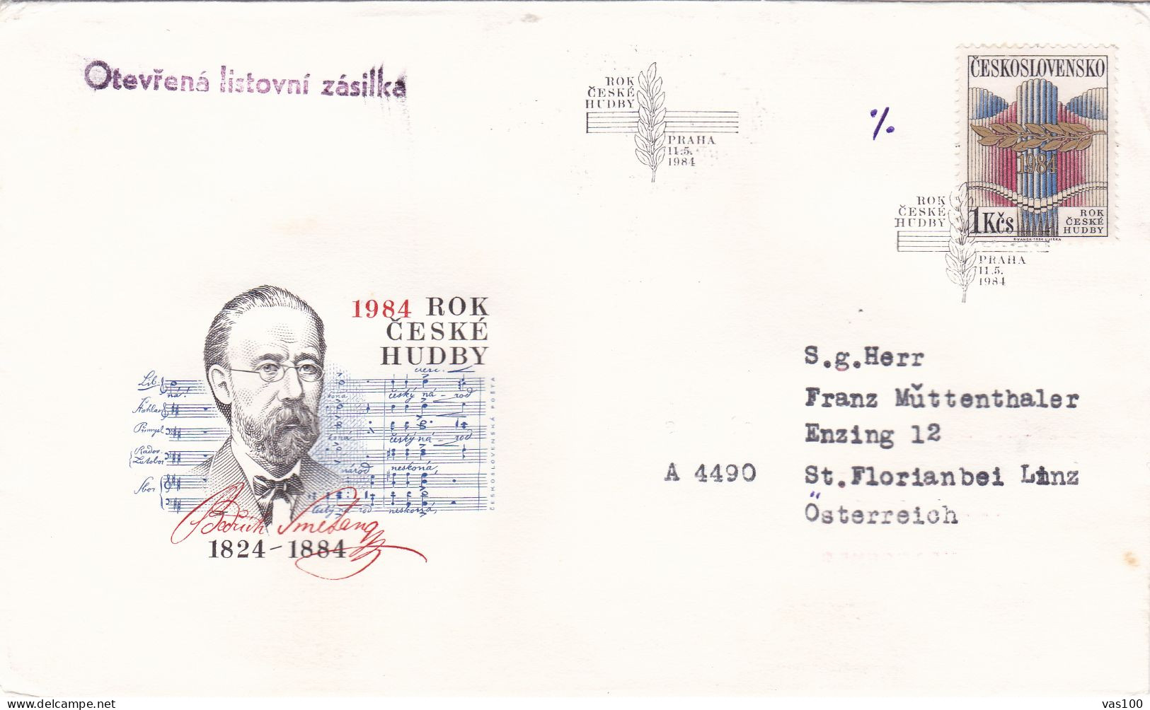 THE MUSIC 2  COVERS  FDC  CIRCULATED 1984 Tchécoslovaquie - Briefe U. Dokumente