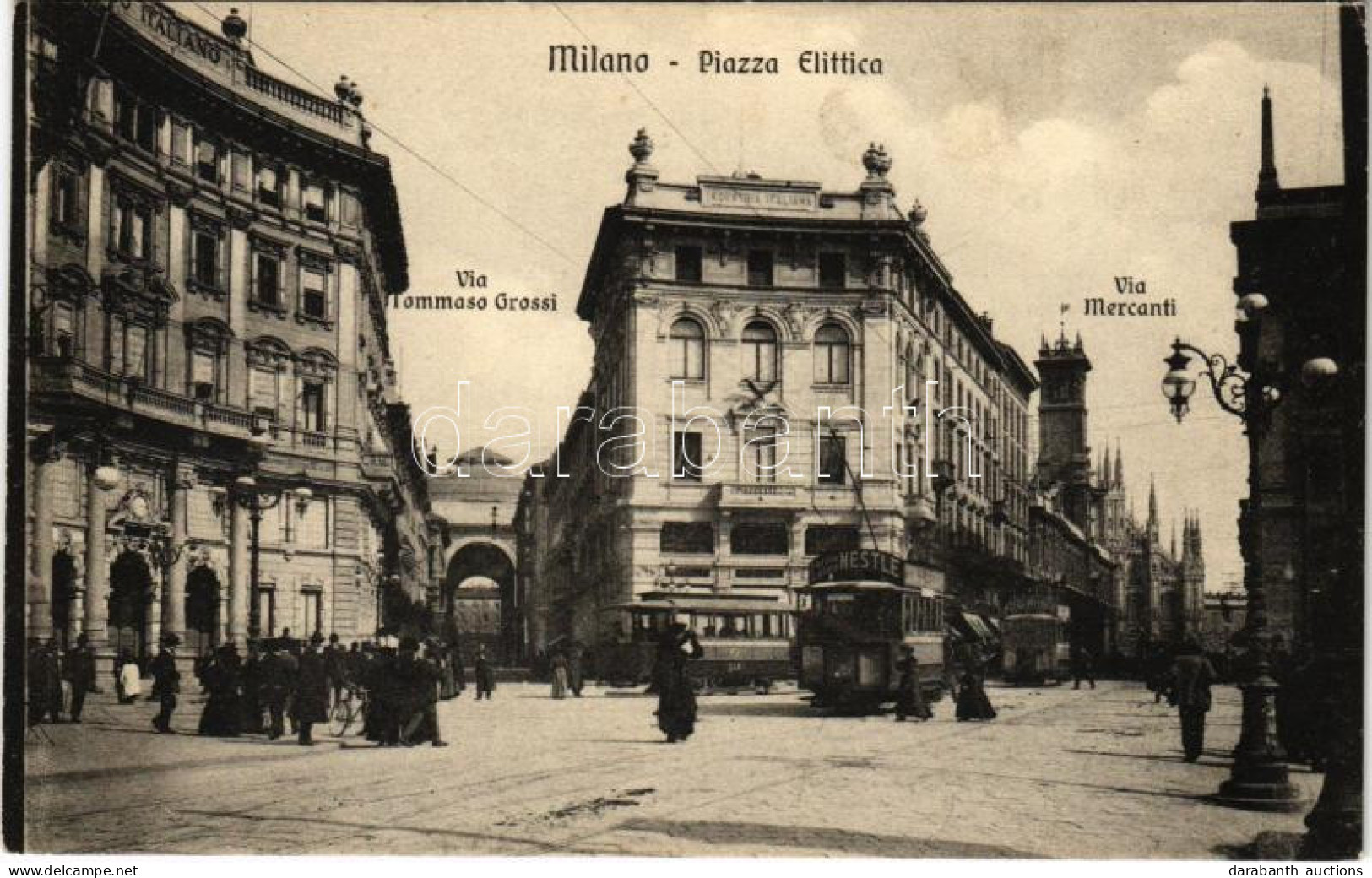 ** T1 Milano, Piazza Elittica, Via Tommaso Grossi, Via Mercanti / Square And Streets, Tram With Nestle Advertisement - Non Classés