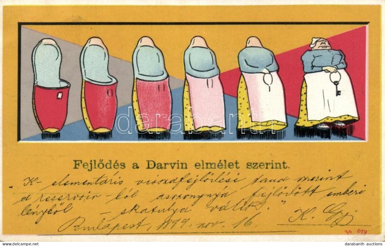 T2/T3 1899 Fejlődés A Darwini Elmélet Szerint / Slippers Evolution, Humour (EK) - Zonder Classificatie