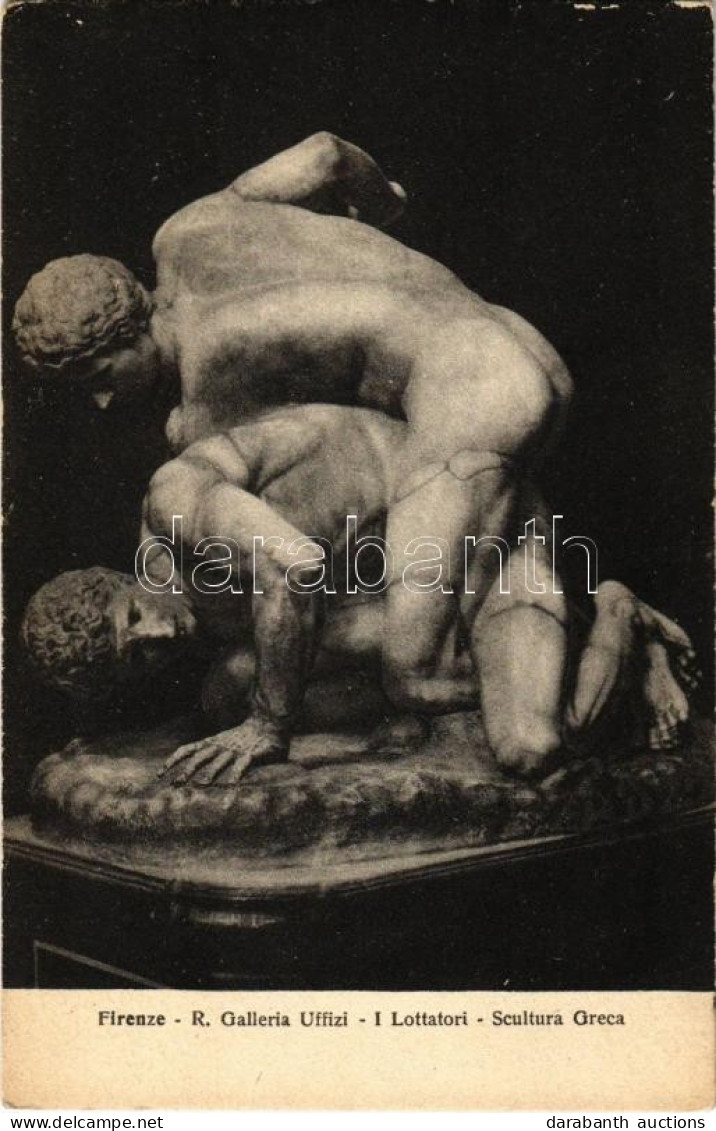 ** T2/T3 Firenze, R. Galleria Uffizi, I Lottatori, Scultura Greca / Wrestlers, Greek Sculpture (kopott Sarkak / Worn Cor - Unclassified