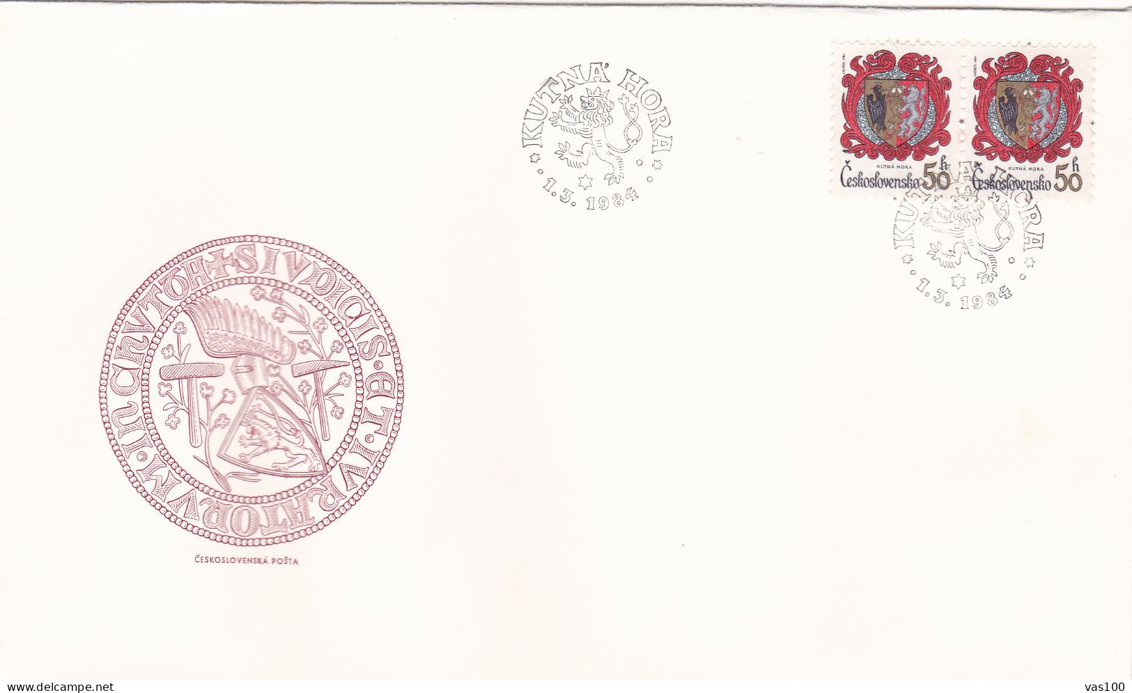 COAT OF ARMS FDC  CIRCULATED 1984 Tchécoslovaquie - Brieven En Documenten