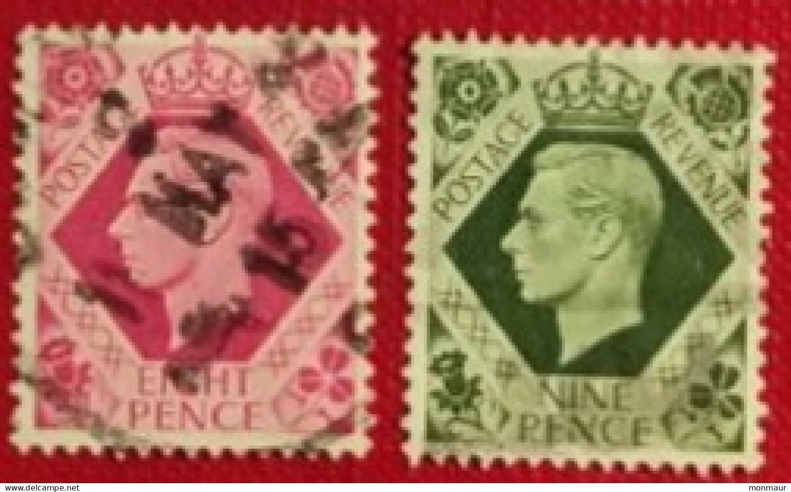 GRAN BRETAGNA 1937-1947 YT 219-220  8p-9p GEORGE VI - Used Stamps