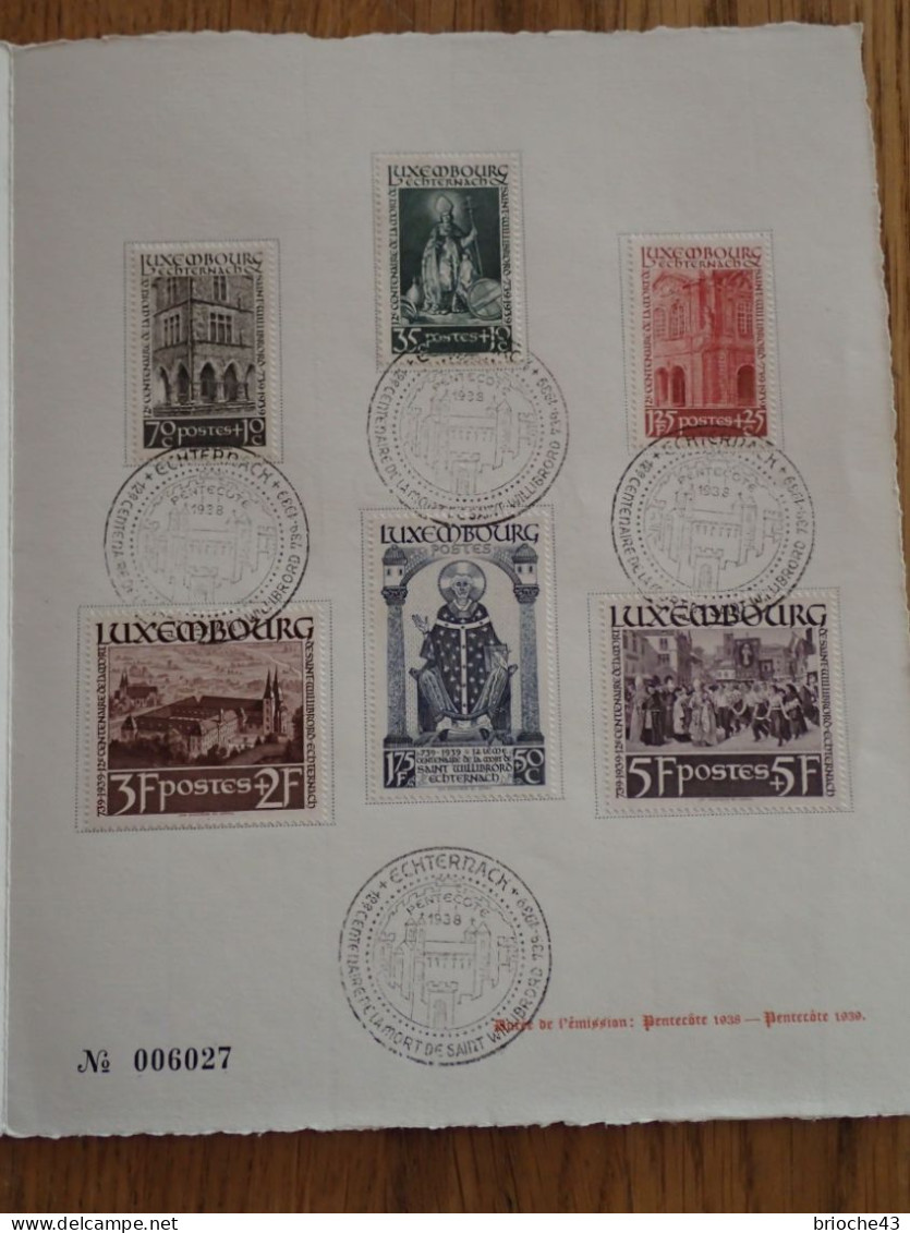 GRAND DUCHE DU LUXEMBOURG - SERIE TIMBRES 12e CENTENAIRE MORT DE SAINT WILLIBRORD - 1938 / TBS - Altri & Non Classificati