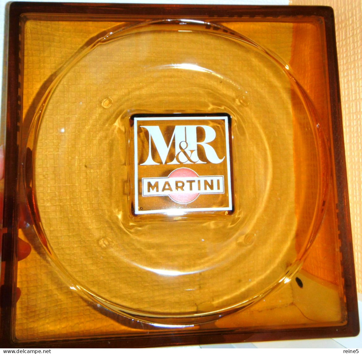 CENDRIER MARTINI & ROSSI CARRE VERRE MARRON GRAND MODELE 22CM Sur 22CM -SANS AUCUN ECLAT -TRES BON ETAT -REF -0-1-2183 - Ashtrays