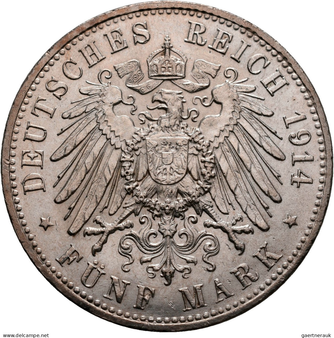 Preußen: Wilhelm II. 1888-1918: 3 Mark + 5 Mark 1914, Büste In Uniform. Jaeger 1 - Taler Et Doppeltaler