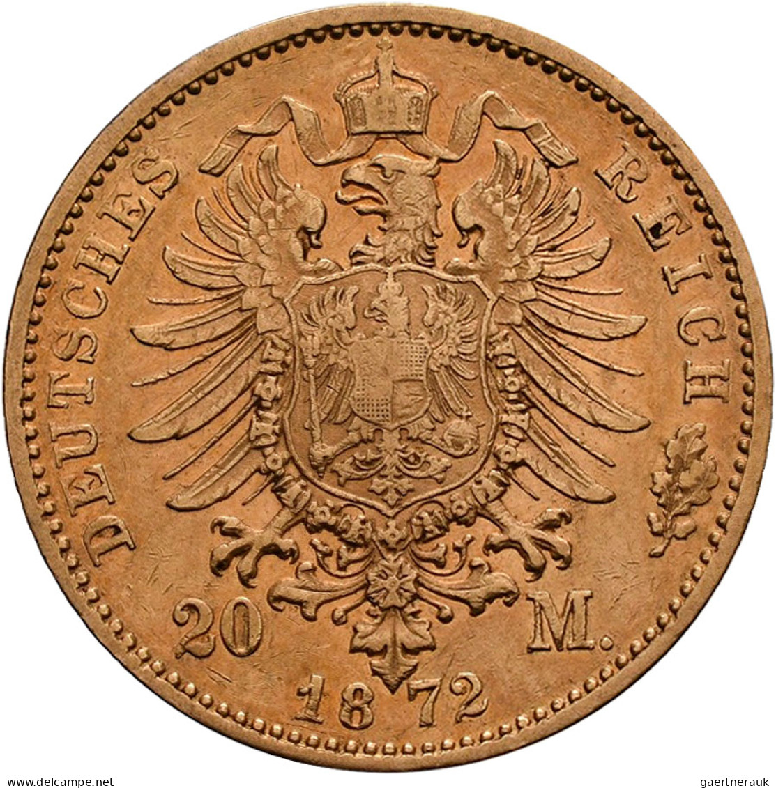 Bayern - Anlagegold: Ludwig II. 1864-1886: 20 Mark 1872 D, Jaeger 194. 7,91 G, 9 - 5, 10 & 20 Mark Gold