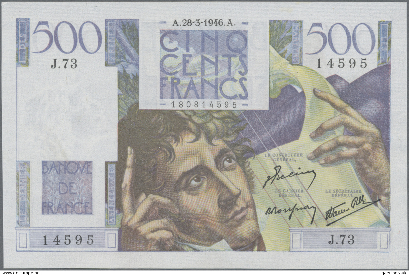 France: Banque De France, Lot With 6 Banknotes, Series 1946-1953, Including 50 F - 1955-1959 Sobrecargados (Nouveau Francs)