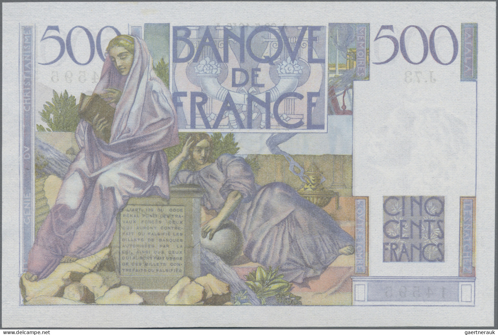 France: Banque De France, Lot With 6 Banknotes, Series 1946-1953, Including 50 F - 1955-1959 Sobrecargados (Nouveau Francs)