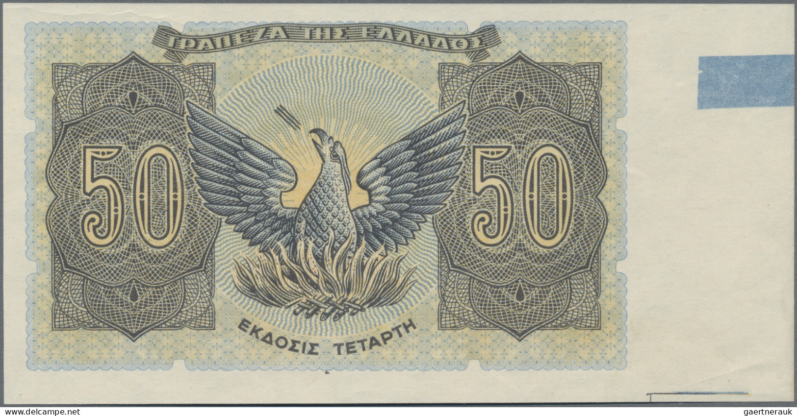 Greece: Bank Of Greece, 50 Drachmai 1944, 2x Front And 2x Reverse Progressive Pr - Greece