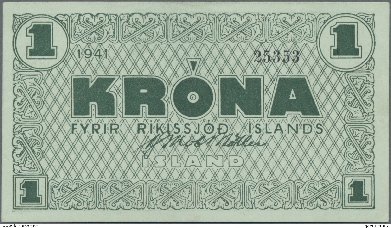 Iceland: Treasury And State Bank Of Iceland, Lot With 4 Banknotes, Series 1941, - Iceland